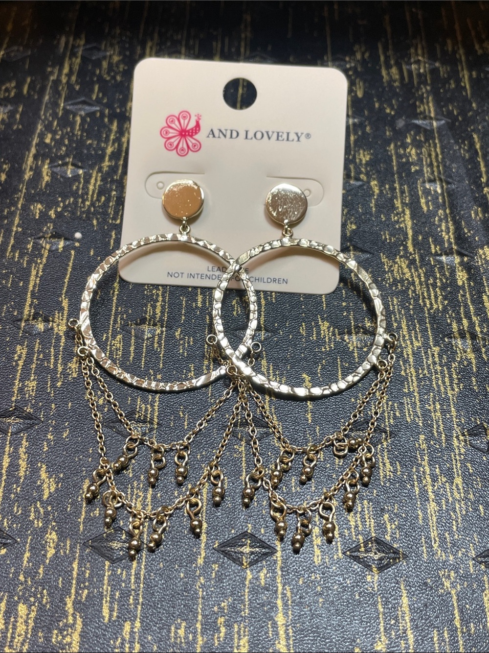 Gold-Tone Hammered Hoop Dangle Earrings